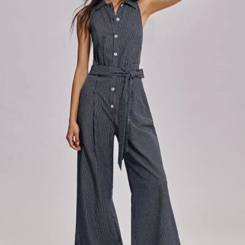 Women's Navy Striped Jumpsuit